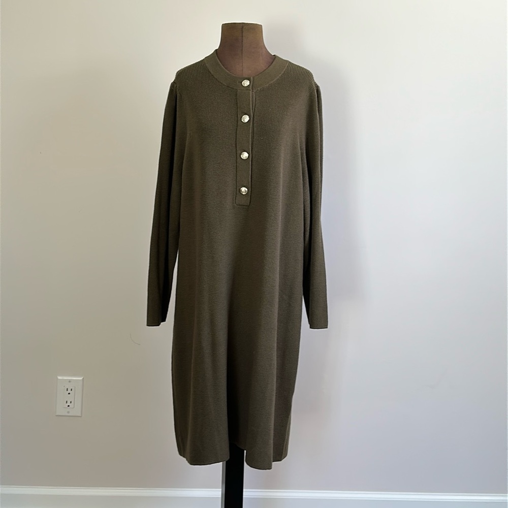 Talbots Womens Dress Knit Sweater Dress Front Buttons Casual size 3XP